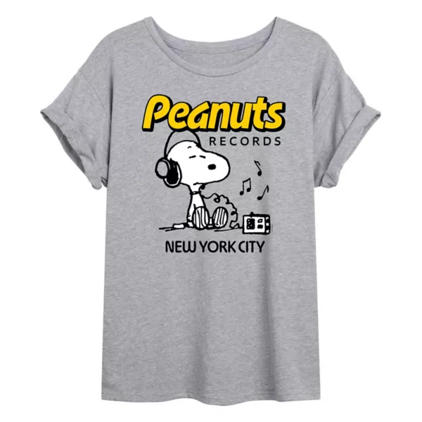 

Футболка Juniors peanuts records с наушниками Snoopy большого размера Licensed Character, серый
