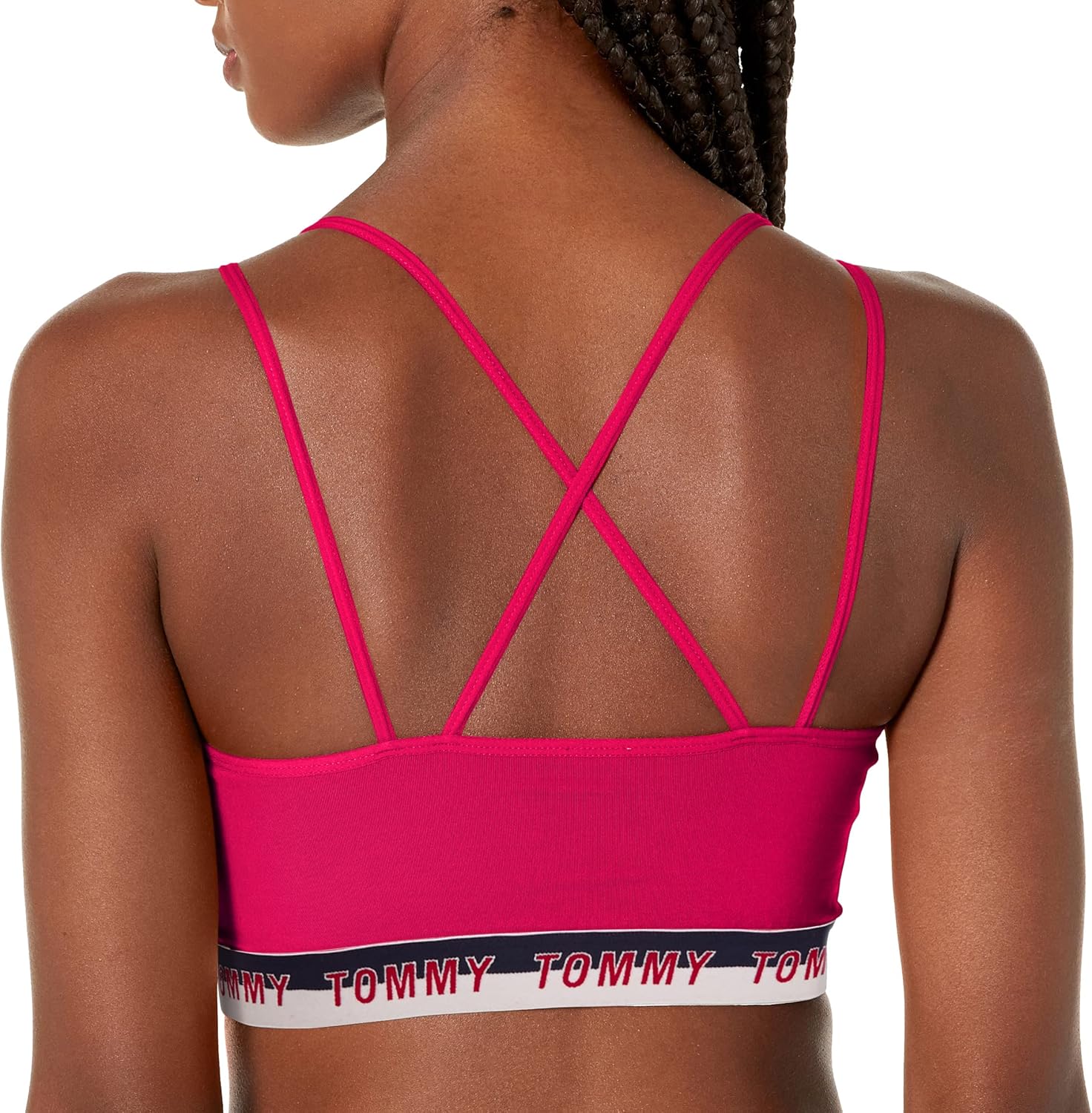 Женский спортивный бюстгальтер с эластичной резинкой и логотипом Tommy Hilfiger, Electric Magenta — фото 2