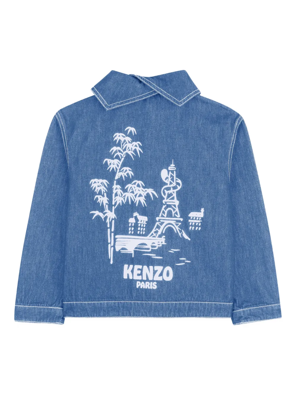 Джинсовая куртка на пуговицах Kenzo Kids, синий — фото 2
