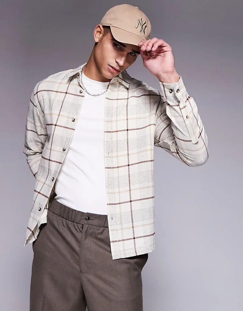 

Рубашка в нейтральную клетку ASOS DESIGN