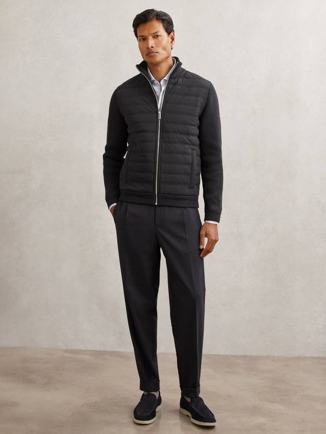 

Куртка Townsend Quilted Rib Knit с воротником-воронкой Reiss, Navy