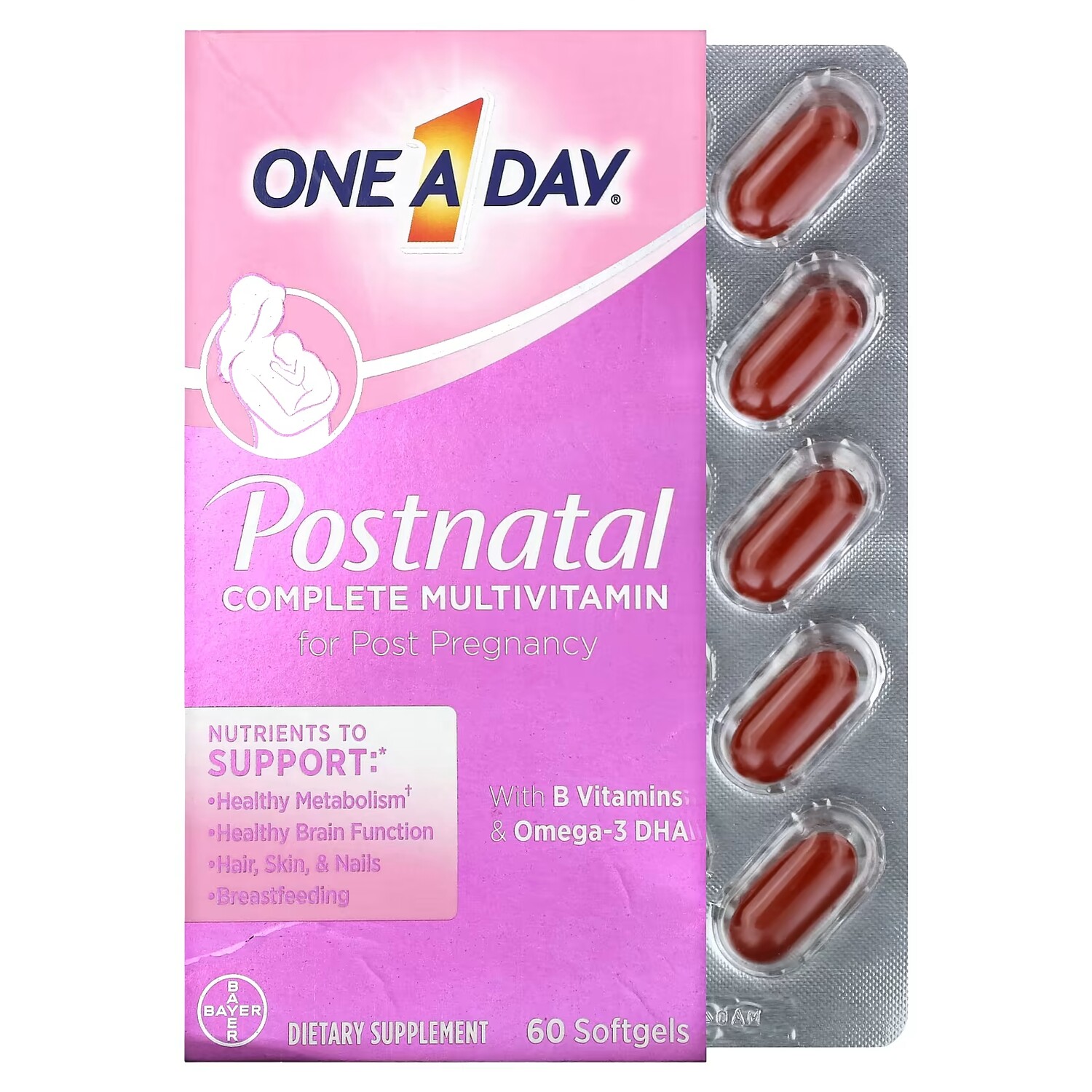 

Поливитамины One-A-Day после родов, 60 мягких таблеток
