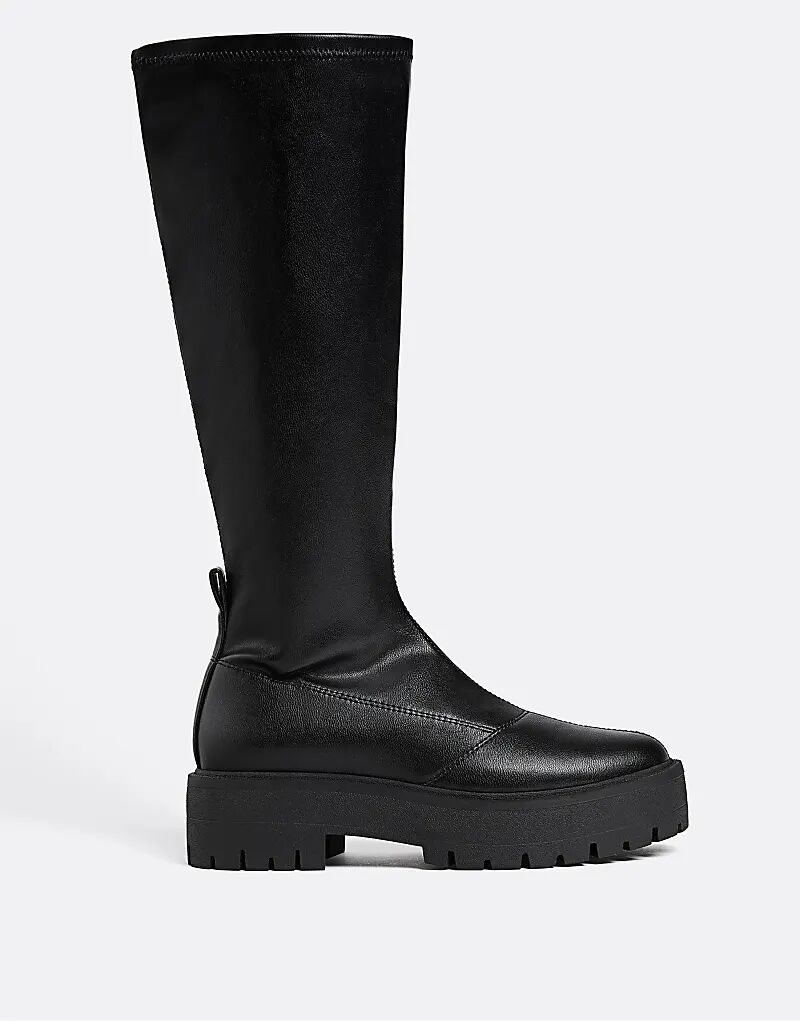 Сапоги Stradivarius Stretch с рифленой подошвой, черные