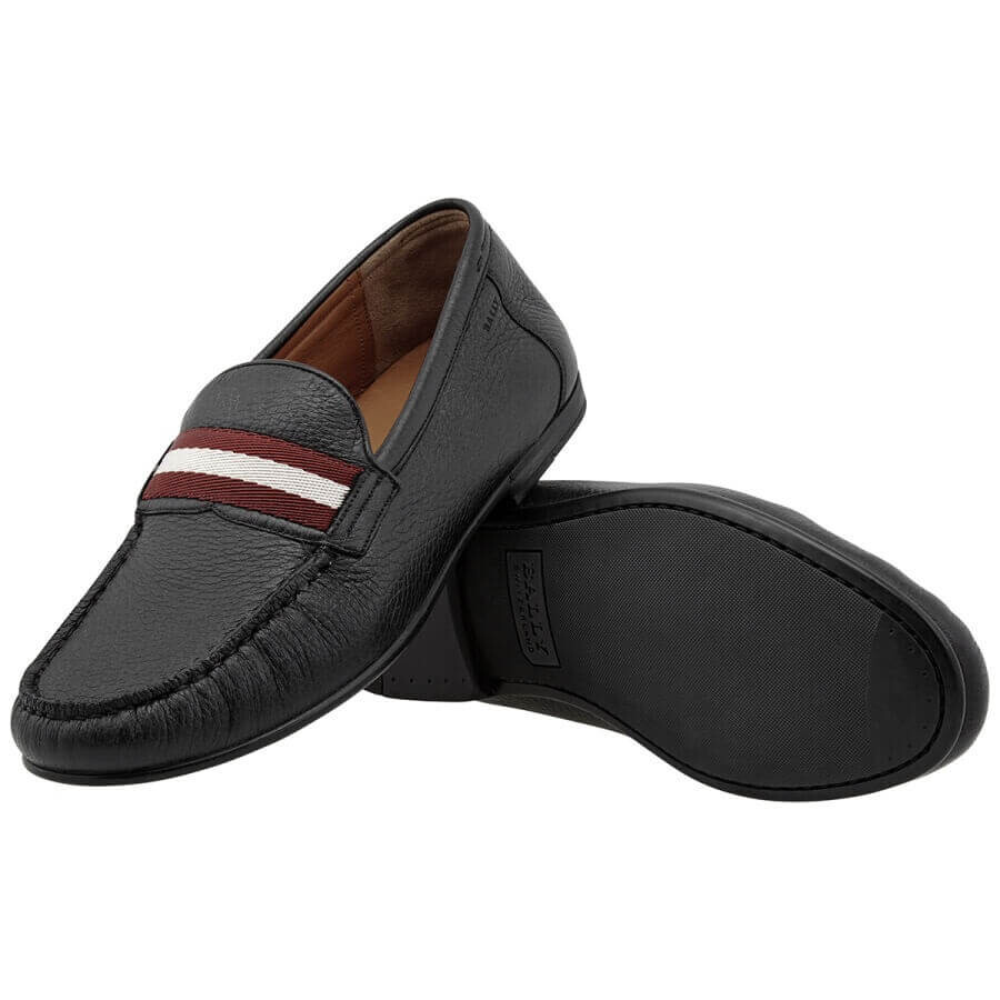 Мужские черные кожаные лоферы Bally Crokett 6228362, мультиколор — фото 3