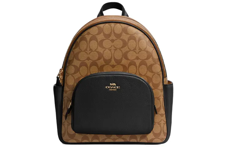 

Рюкзак из холста с кожаной спинкой обычный женский черный и коричневый COACH
