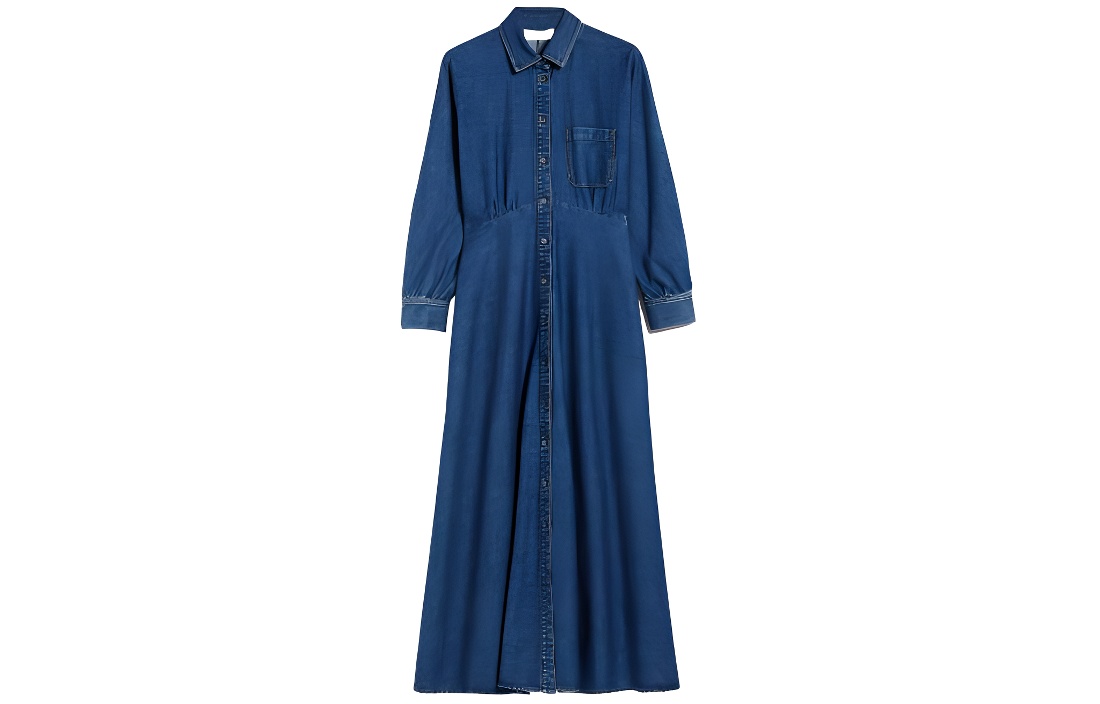 

WEEKEND MaxMara Джинсовое платье-рубашка с длинными рукавами, женское, синее