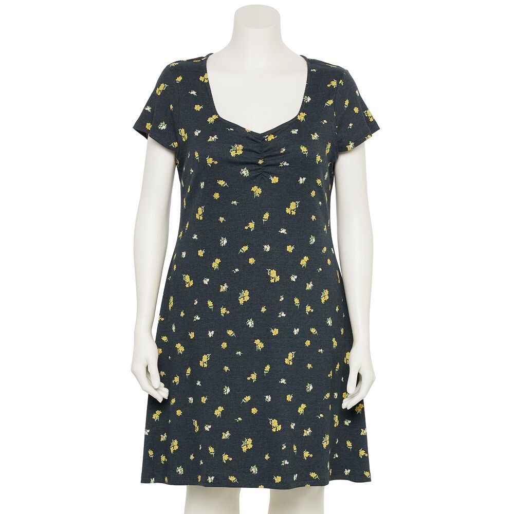 

Платье больших размеров SO для юниоров с короткими рукавами и завязками спереди, цвет Black Floral