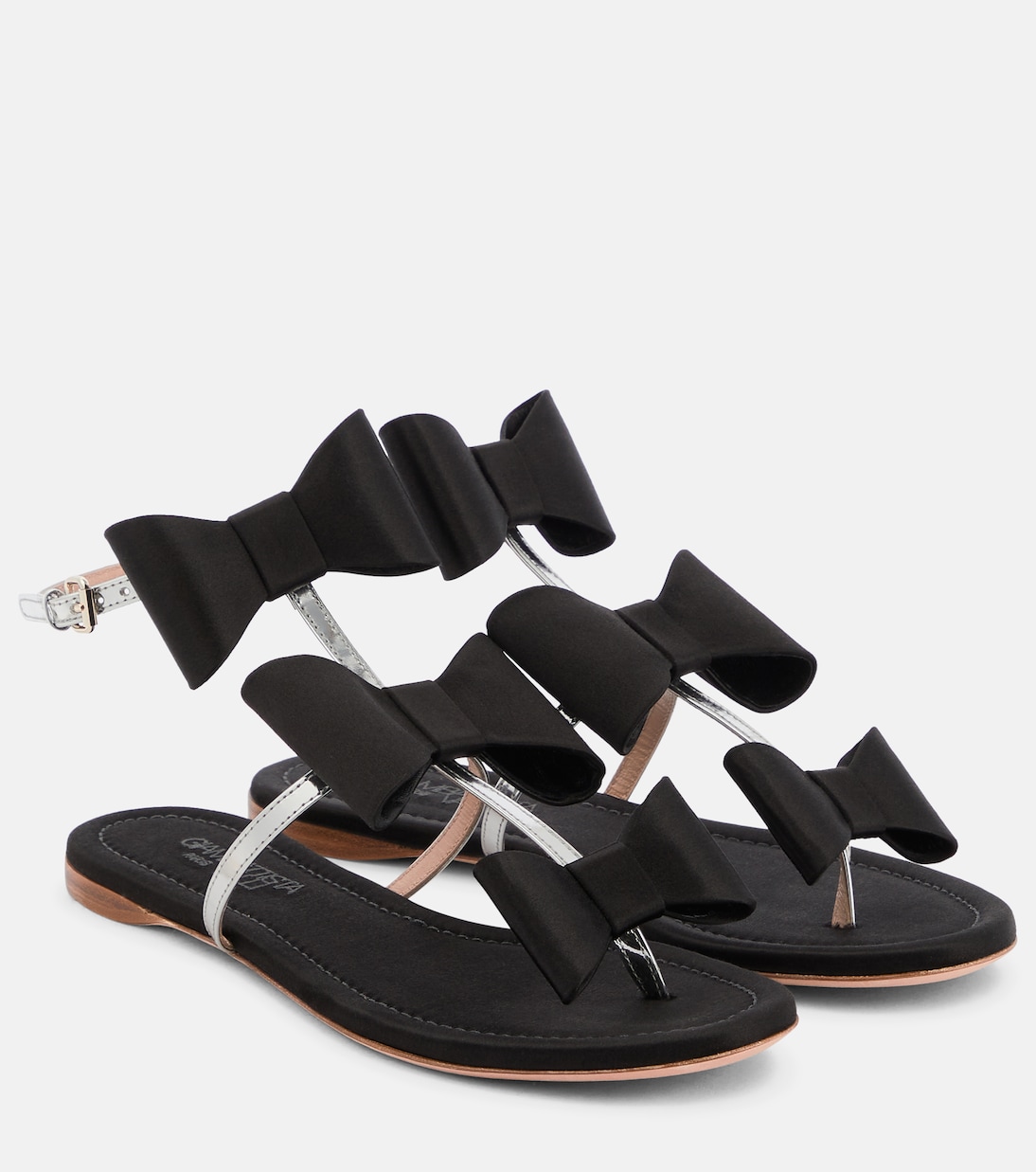 Сандалии Pop Bow из атласа и кожи Giambattista Valli, черный