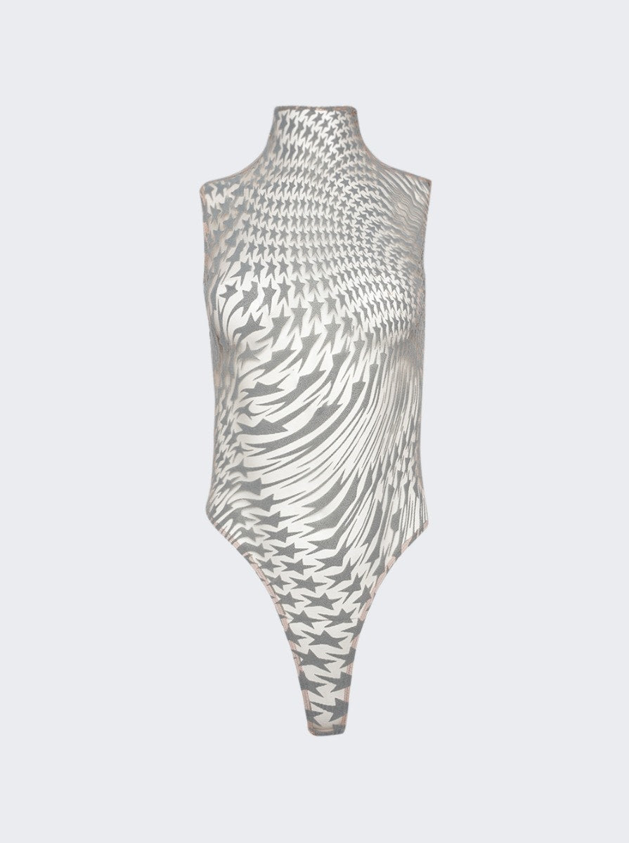 

Боди со звездным принтом Mugler, цвет nude 01 and graphite