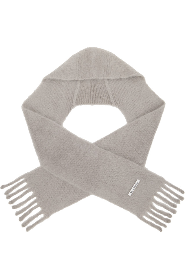 

Acne Studios Серый мохеровый шарф-капюшон