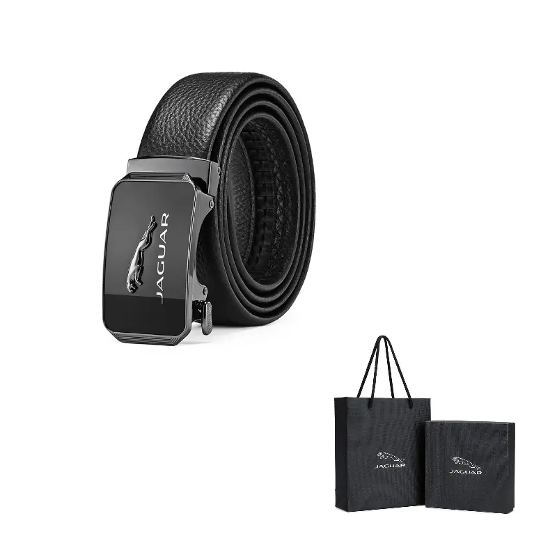 

JAGUAR Мужской ремень из натуральной кожи черный шириной 3.5 см, Black