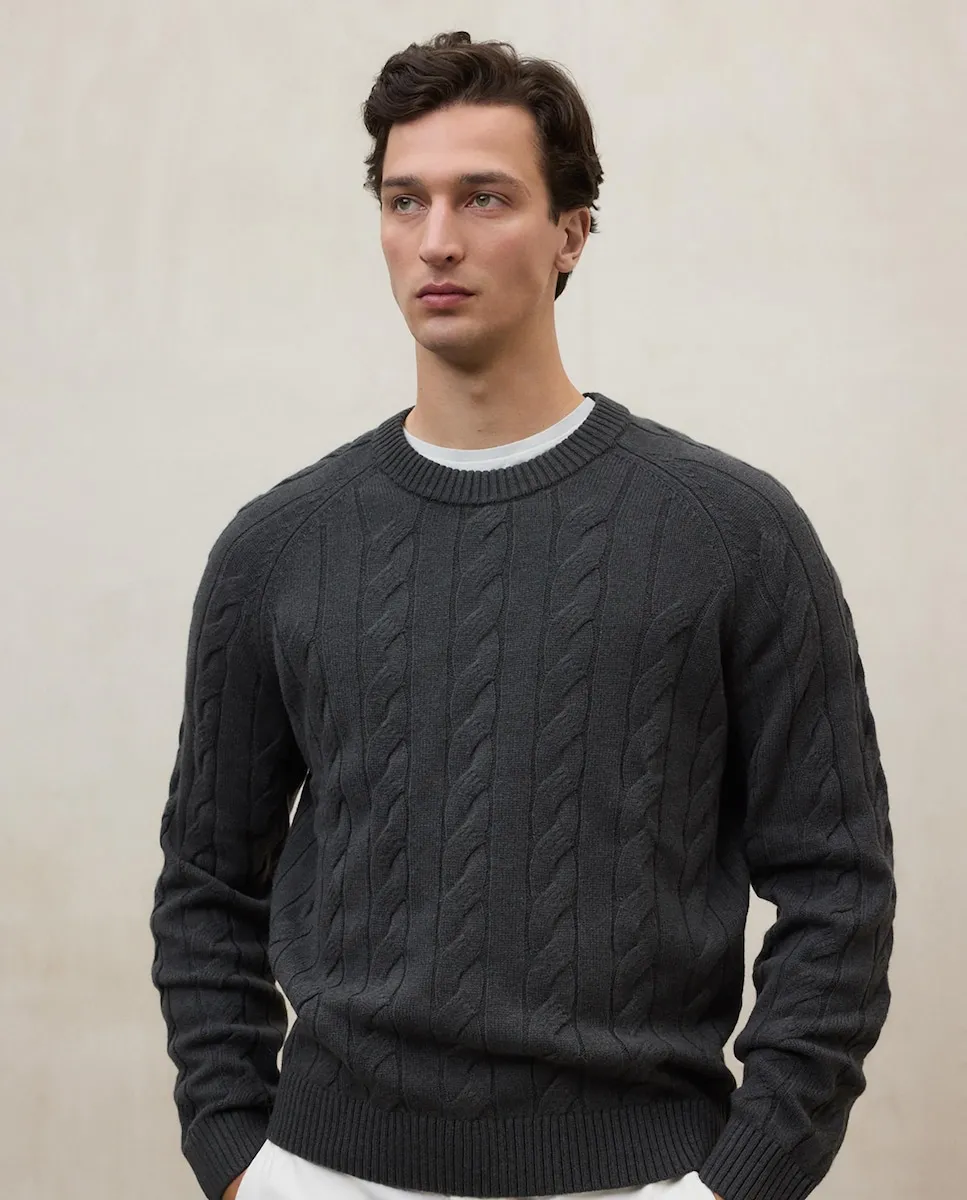 

Мужской свитер из толстой пряжи с круглым воротником Ecoalf, темно-зеленый