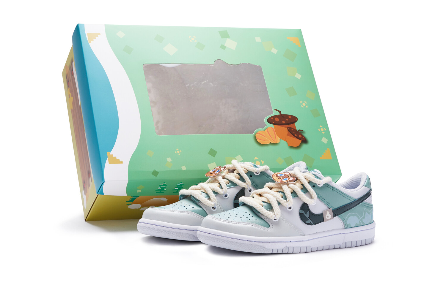 

Кроссовки Nike Dunk Skateboard Shoes Women's Low-Top Blue Green/White