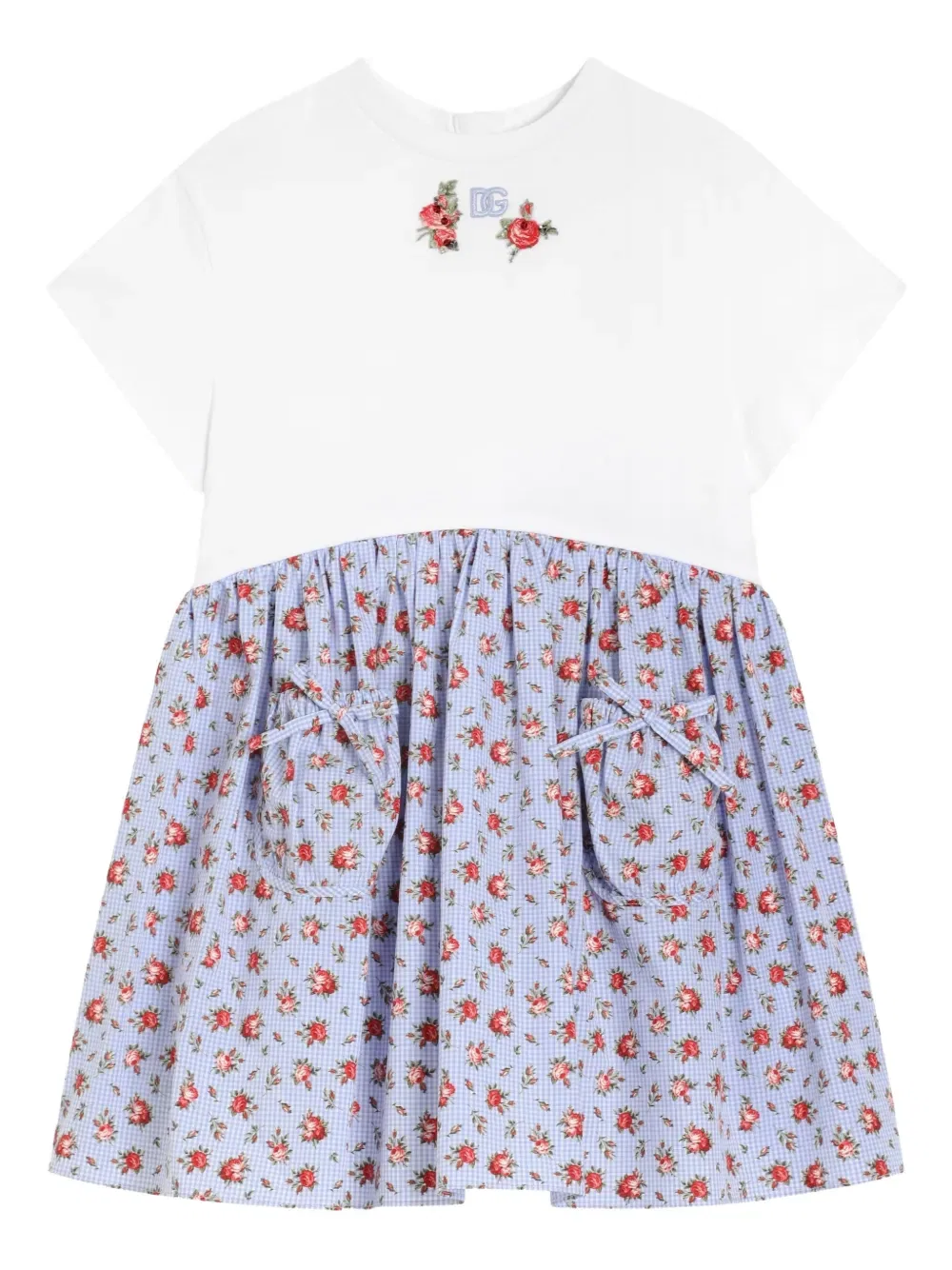 Платье с цветочным принтом и карманами Dolce & Gabbana Kids, белый