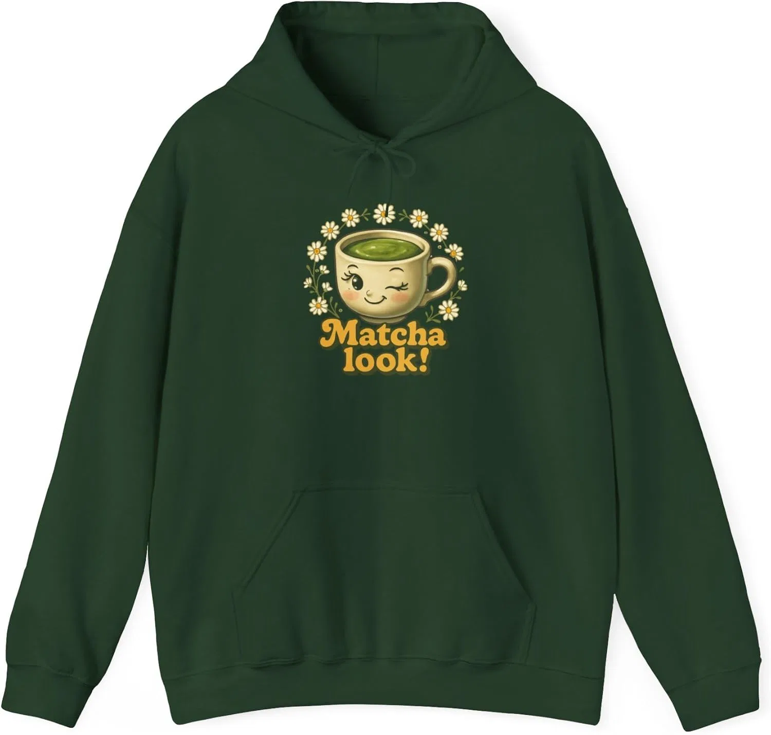 Худи женское с принтом Matcha Look!, GENERIC, цвет Forest Green