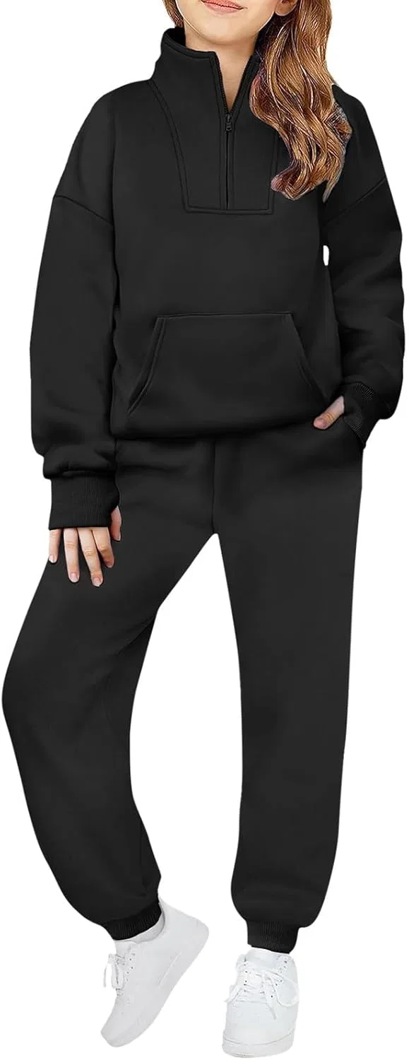 Детский спортивный костюм с капюшоном, хлопковый, 2 предмета, Black