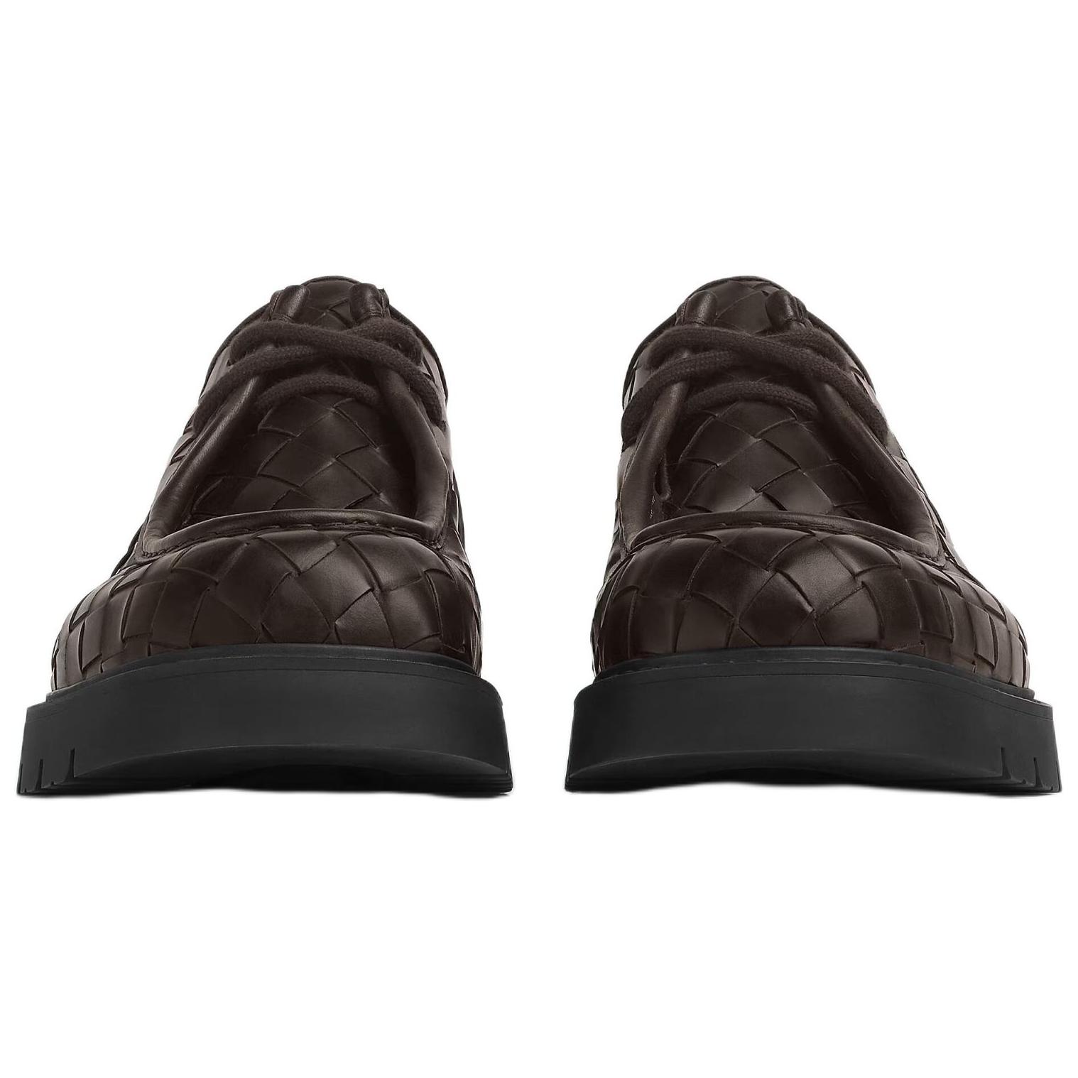 Bottega Veneta Кожаные повседневные туфли Haddock мужские коричневые 4 см — фото 4