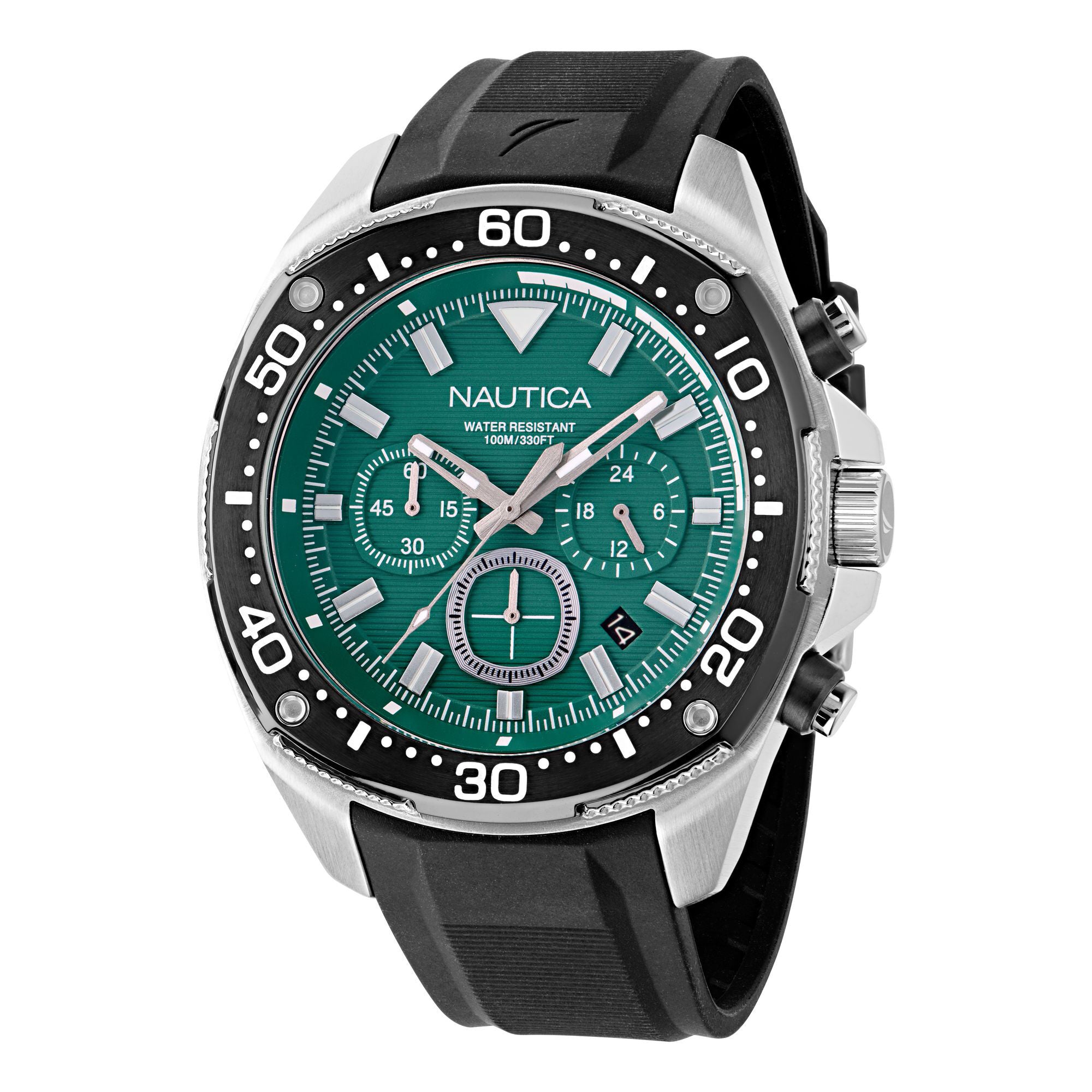 

Часы Nautica Nct Blue Sail Chronograph из силикона, цвет black iron wash