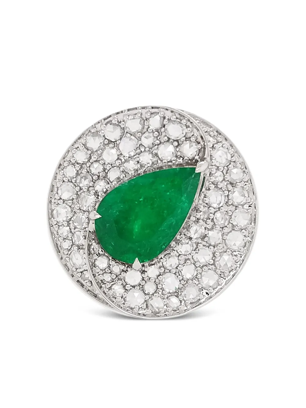 

Кольцо из белого золота с бриллиантами и изумрудом HYT Jewelry, серебяный