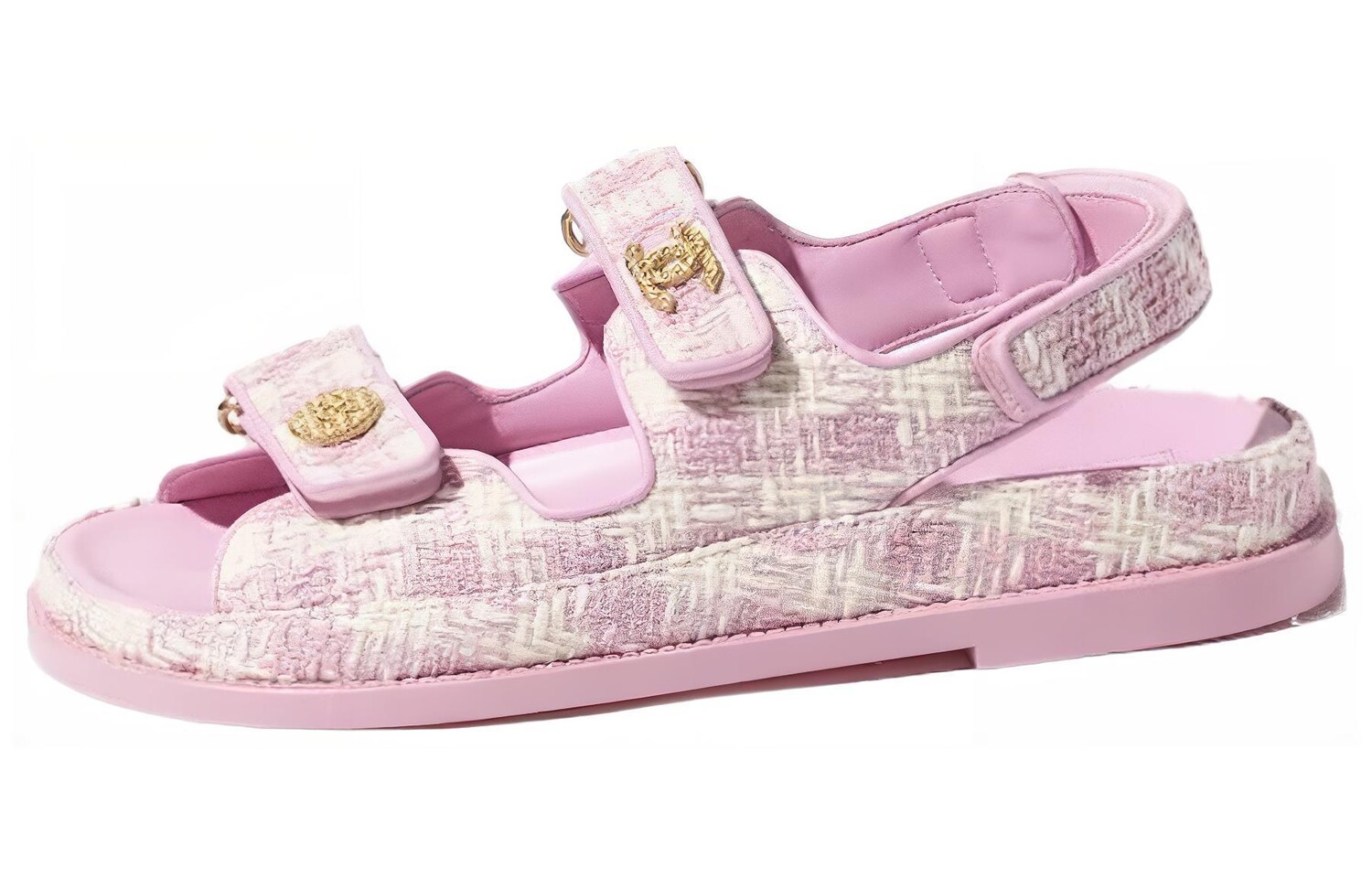 

Сандалии Chanel из хлопка, бело-розовый