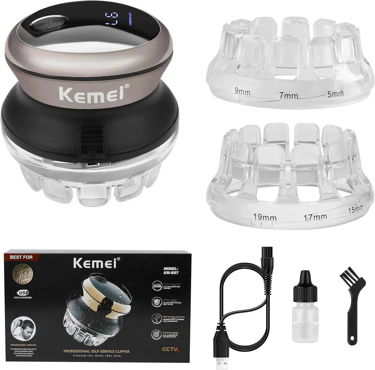 Беспроводной триммер KEMEI для мужчин с LED-дисплеем Kemei, Silver — фото 2