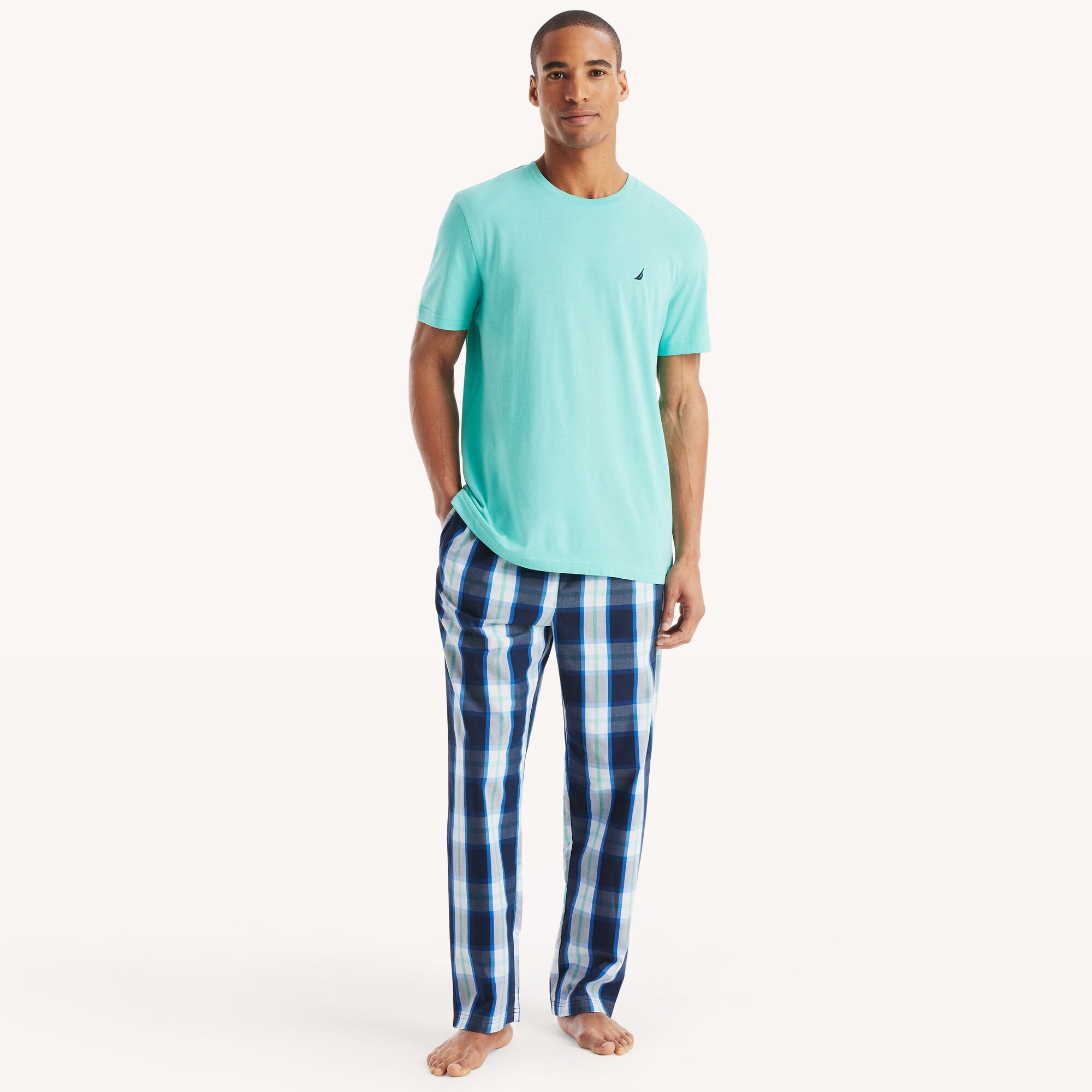

Мужской комплект пижамных брюк в клетку Nautica, цвет poolside aqua