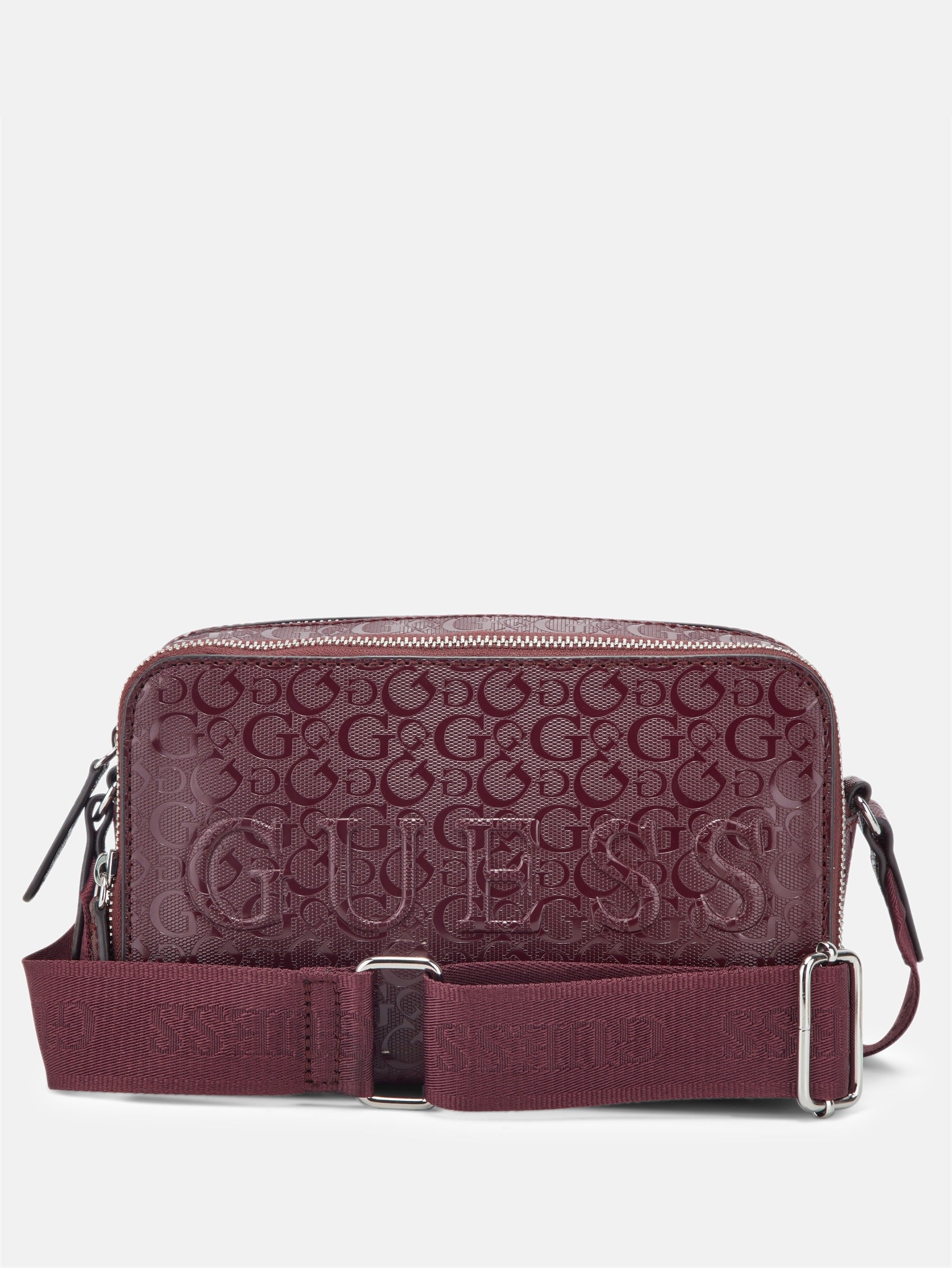 

Сумка через плечо Haddington Mini с двойной молнией Guess Factory, цвет merlot