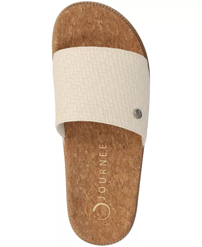 Женские сандалии Sheena на платформе с перемычкой и без застежки Journee Collection, коричневый/бежевый — фото 4