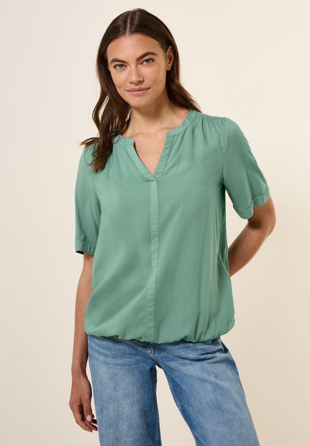 

Блуза SPLIT NECK Cecil, металлик зеленый