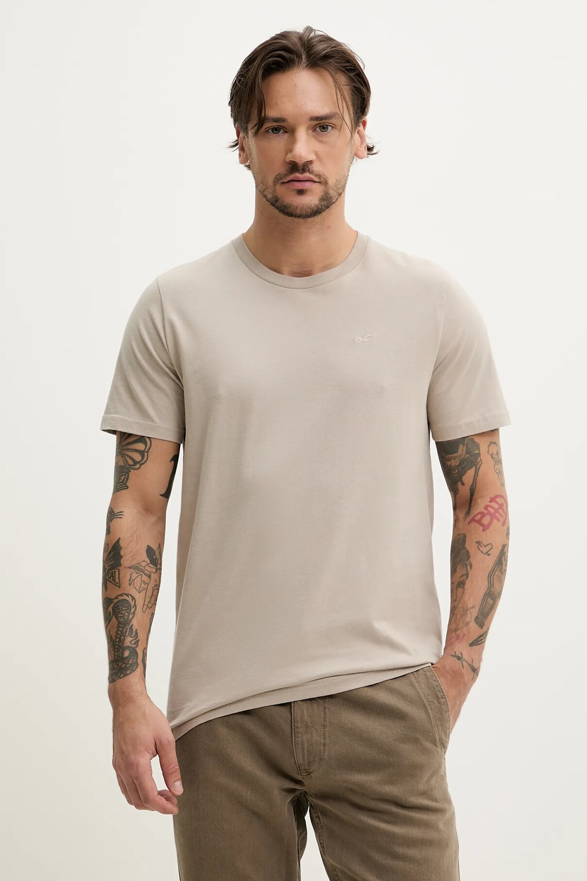 

Футболка из хлопка Hollister Co., бежевый
