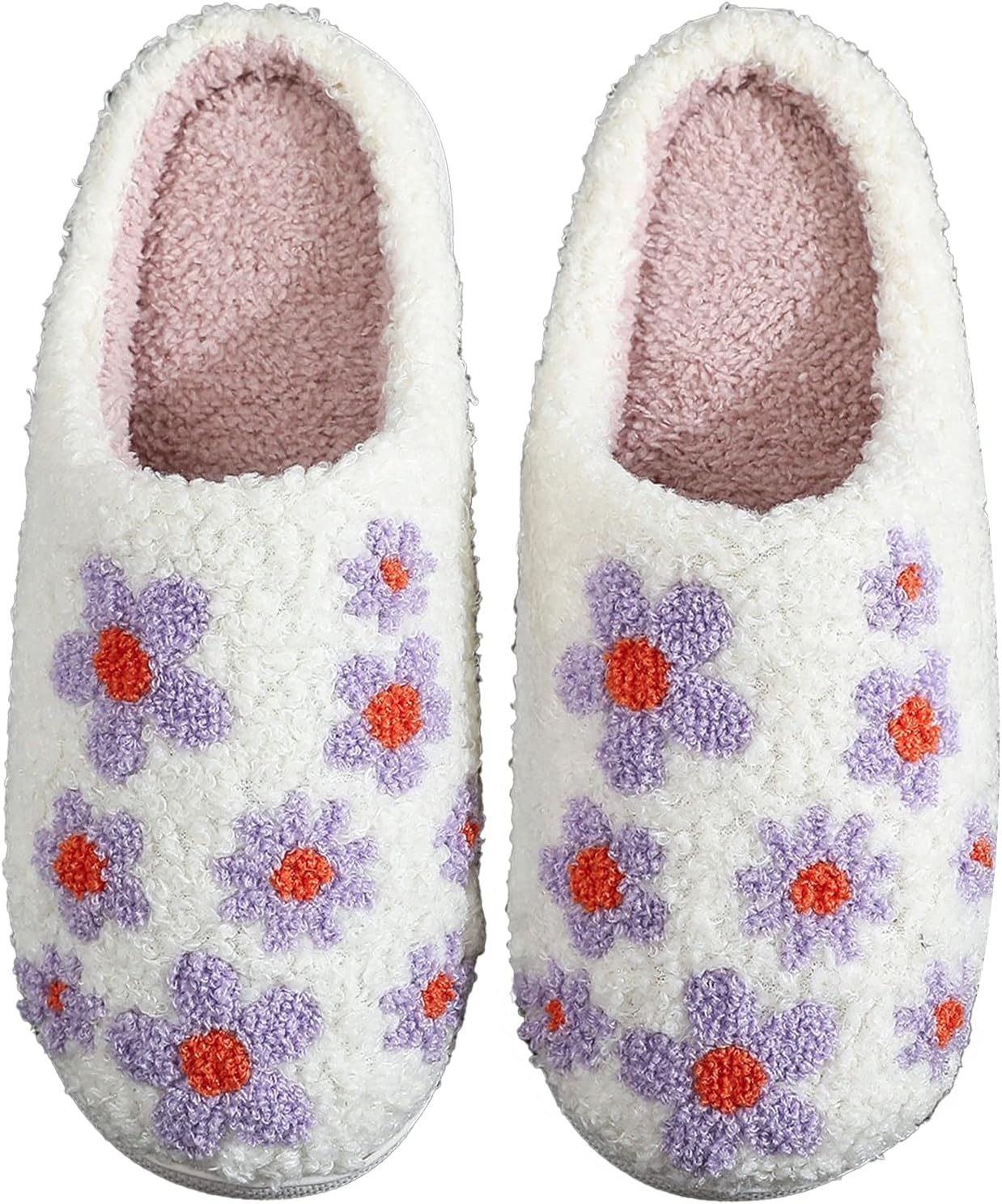 

Домашние тапочки на Хэллоуин и Рождество в клетку для женщин и мужчин, мягкие уютные тапочки для дома, с флисовой подкладкой, теплые и пушистые, противоскользящие, зимние, удобные и мягкие, с шерстяной подкладкой Afellicy, фиолетовый