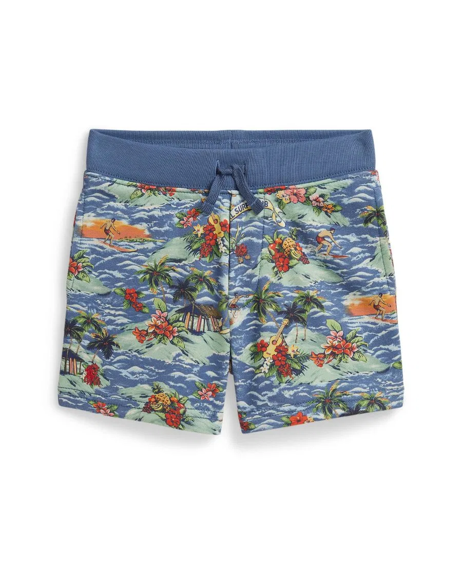 Детские шорты на завязках с тропическим принтом для мальчиков 2-7 лет Polo Ralph Lauren, синий