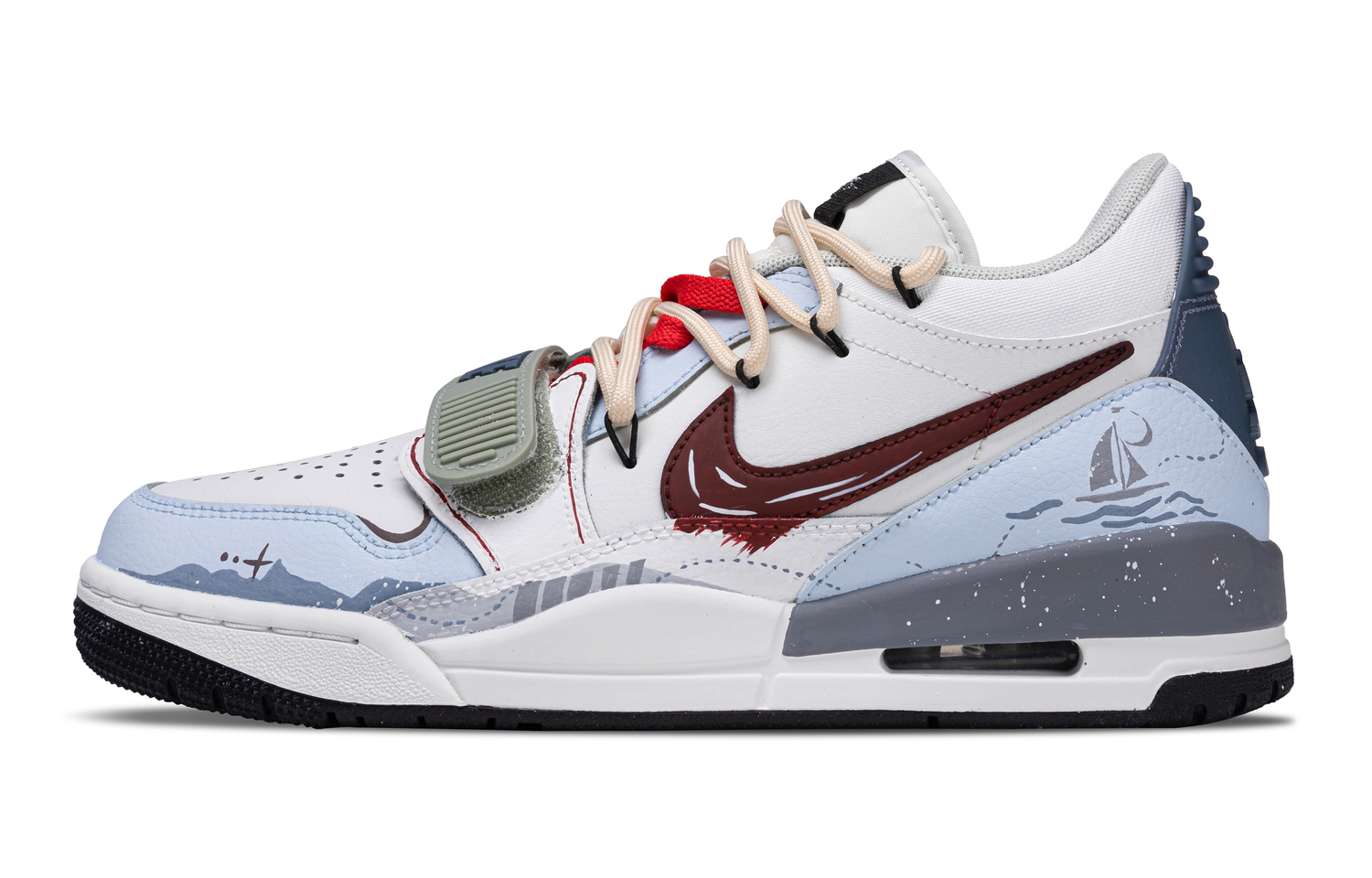 

Jordan Legacy 312 Glacier's Breath Cushioning, Wear Resistant Low top Vintage Basketball Shoes Men's Blue White