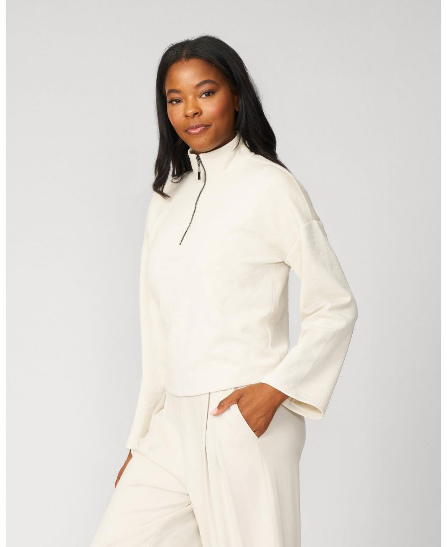 

Женский укороченный пуловер с леопардовым принтом в тон, с застежкой-молнией до середины груди Cable & Gauge, Moonbeam