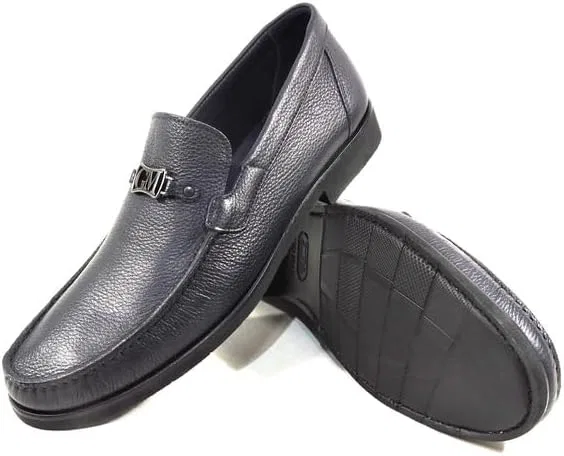 Лоферы кожаные Goodman Navy Blue LUIGI TRAINI — фото 3