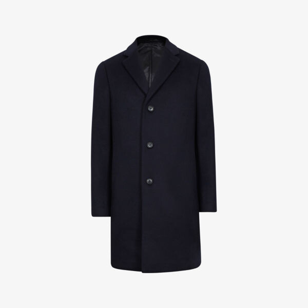 

Однобортное пальто Gable из смесовой шерсти Reiss, темно-синий