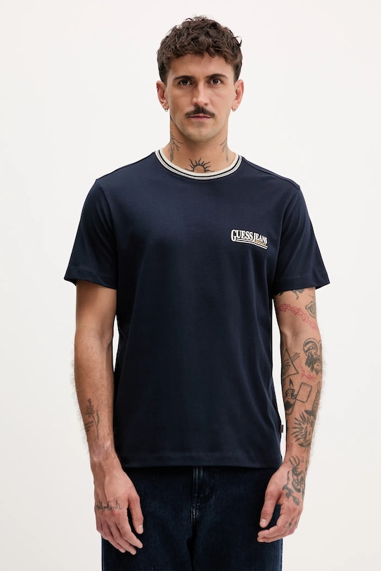

Хлопковая футболка Guess Jeans, темно-синий