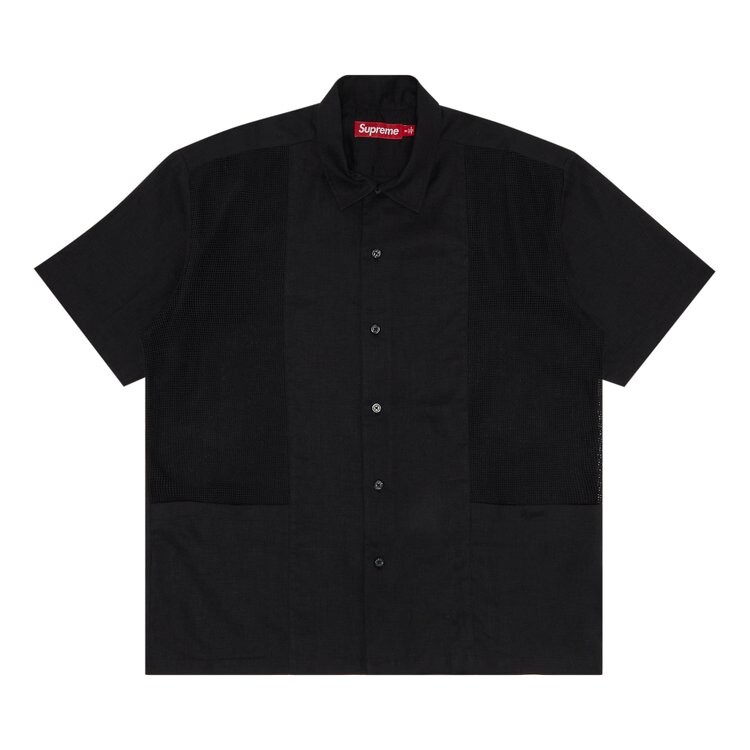 

Рубашка Supreme Mesh Panel Linen Short-Sleeve Shirt, черный