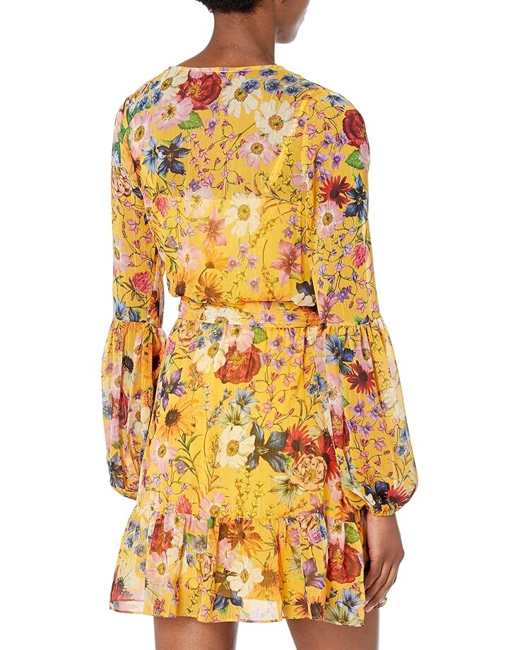 

Платье Betsy & Adam Short Long Sleeve Lurex Floral Dress, желтый