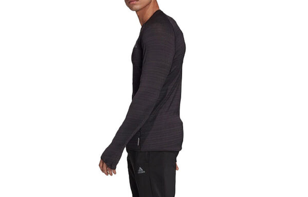 Футболка adidas Adi Runner Ls Logo Round Neck Long Sleeves Black, черный — фото 3