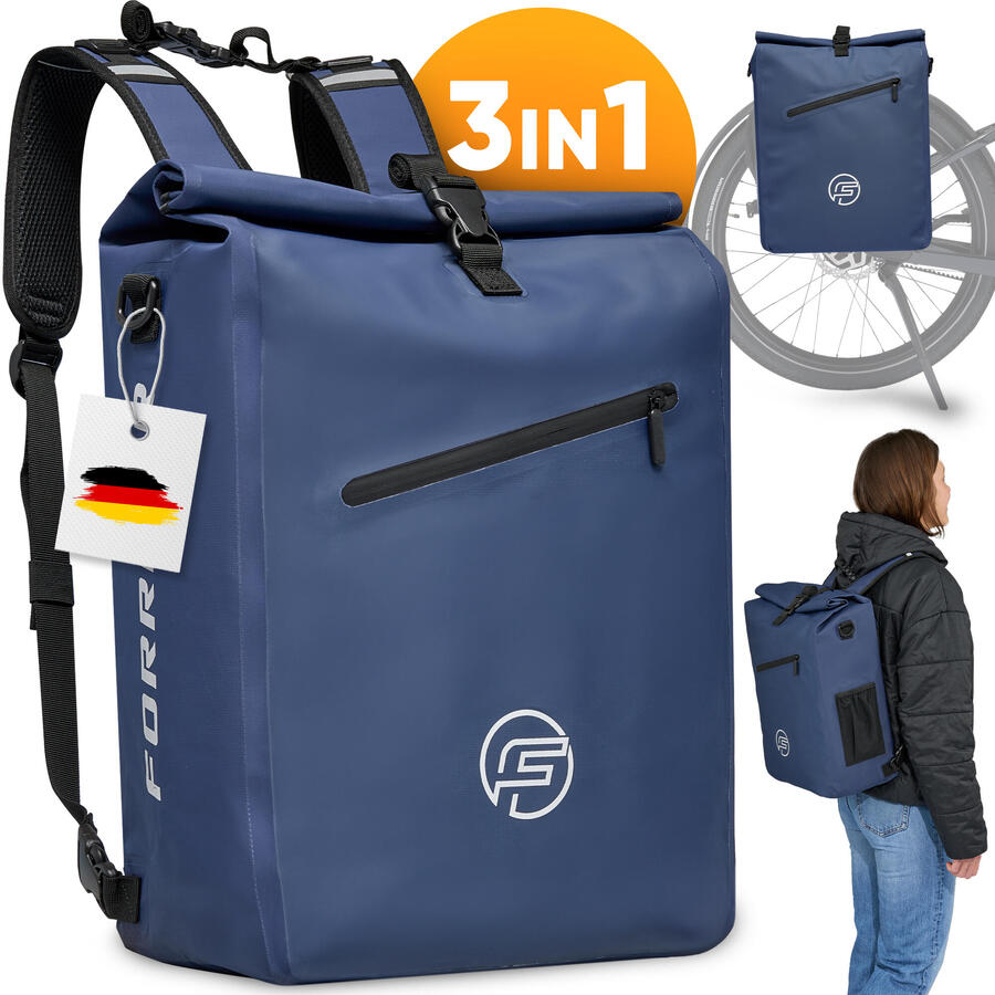 

FORRIDER Велосипедная сумка 3-в-1 27 л — водонепроницаемая сумка-корзина и рюкзак