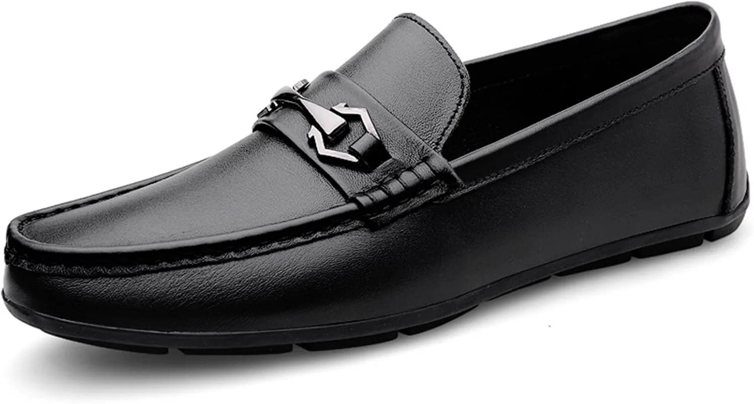 Мужские повседневные туфли-лоферы Loafer Premium из натуральной кожи, без шнурков, для вождения, легкие, дышащие, мягкие Abborora, черный — фото 2