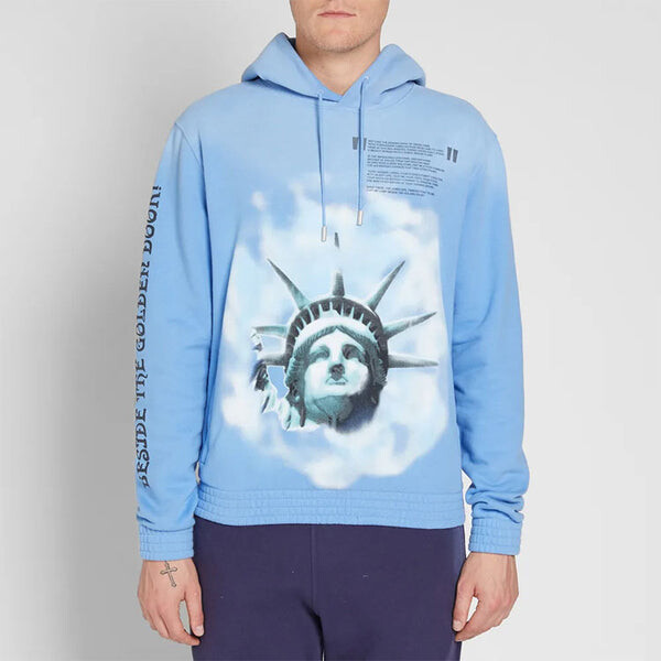 Толстовка statue of liberty cotton long sleeves blue Off-White, синий — фото 2