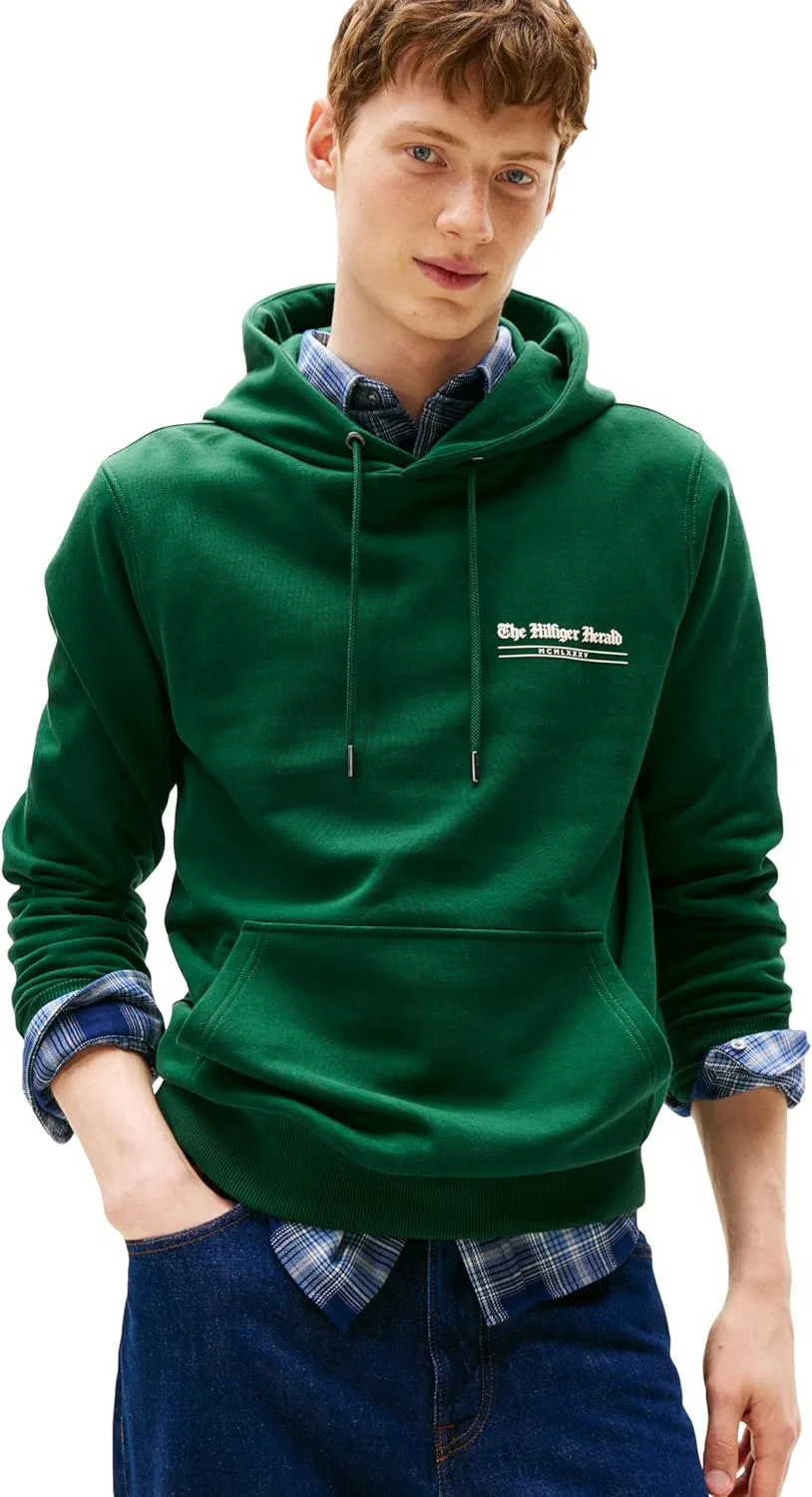 Мужская худи Tommy Hilfiger с логотипом, цвет Ornamental Green