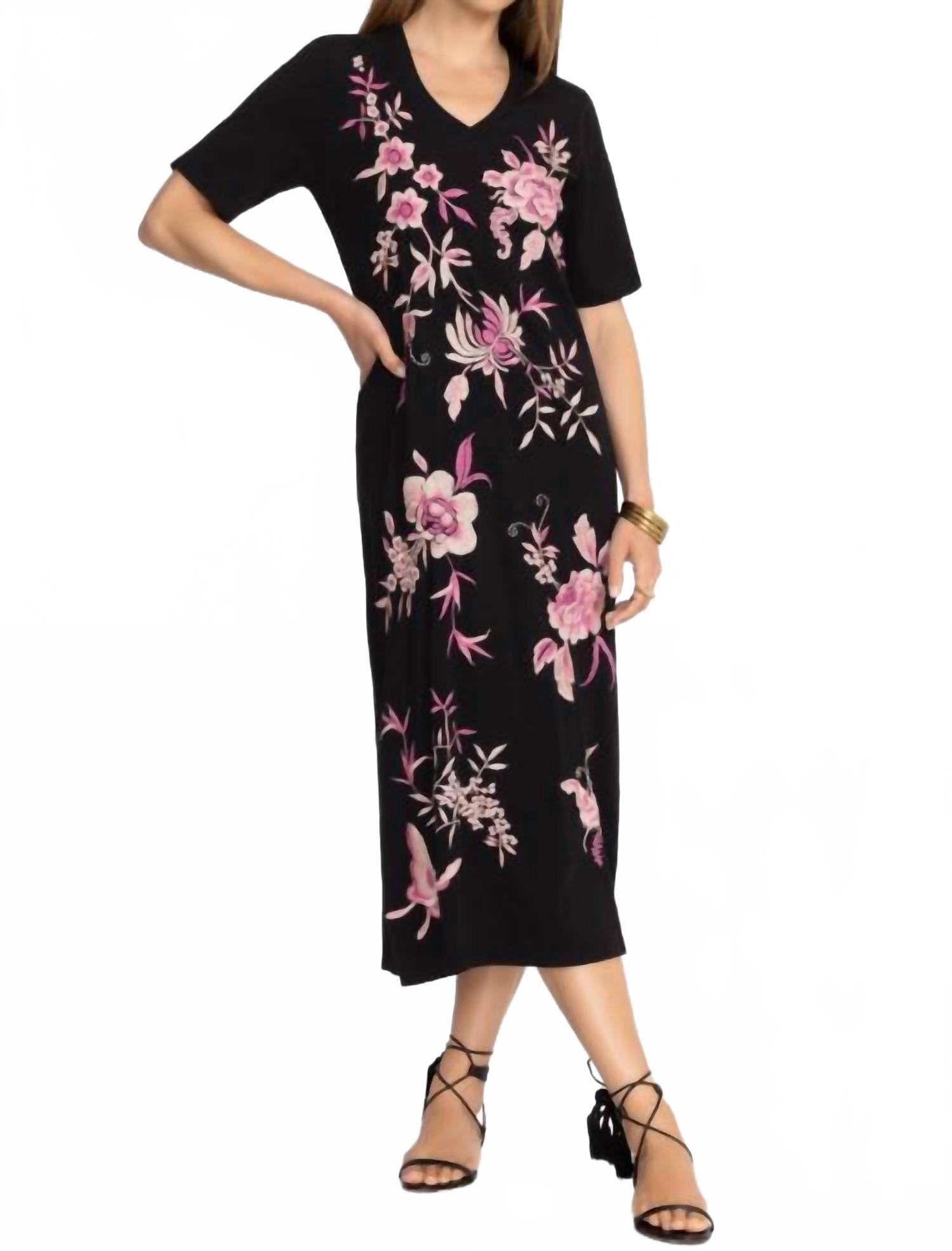 

Розалин V-образный вырез вязаное платье черное Johnny Was