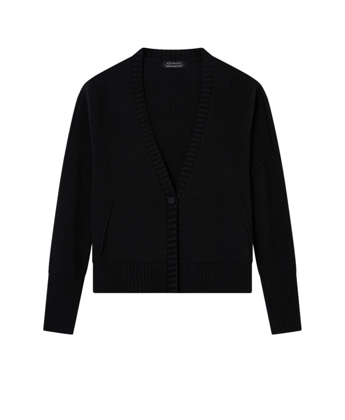 

Асимметричный хлопковый кардиган Armani Exchange, черный