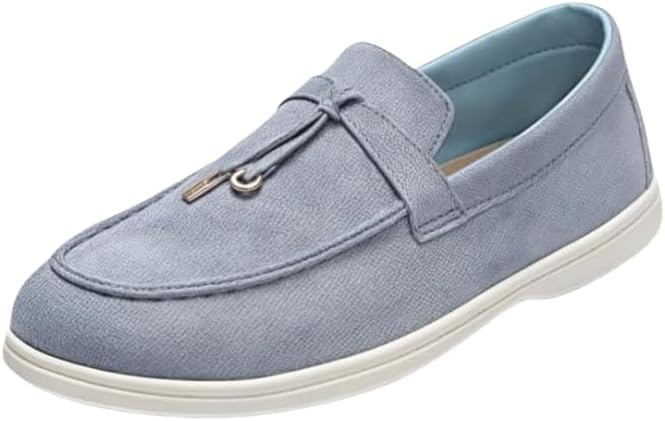 

Мужские кожаные лоферы-слипоны мокасины из замши, легкие и дышащие стильные мужские лоферы Generic, светло-голубой