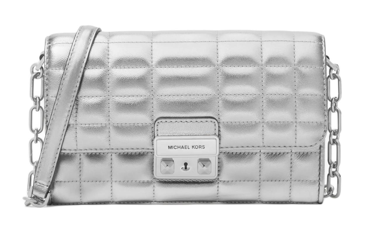 

MICHAEL KORS Сумка через плечо из овчины большая женская серебристая