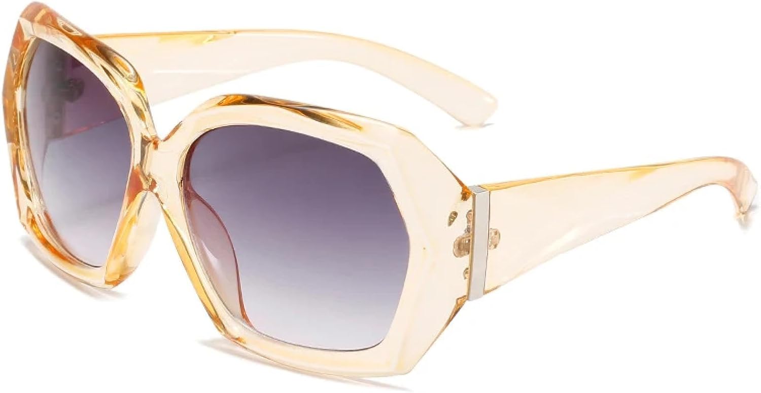 

Модные солнцезащитные очки для женщин и мужчин, винтажные, в крупной металлической оправе, для активного отдыха и вождения, защита от УФ-излучения UV400 TKKTLLT, Tea Gray