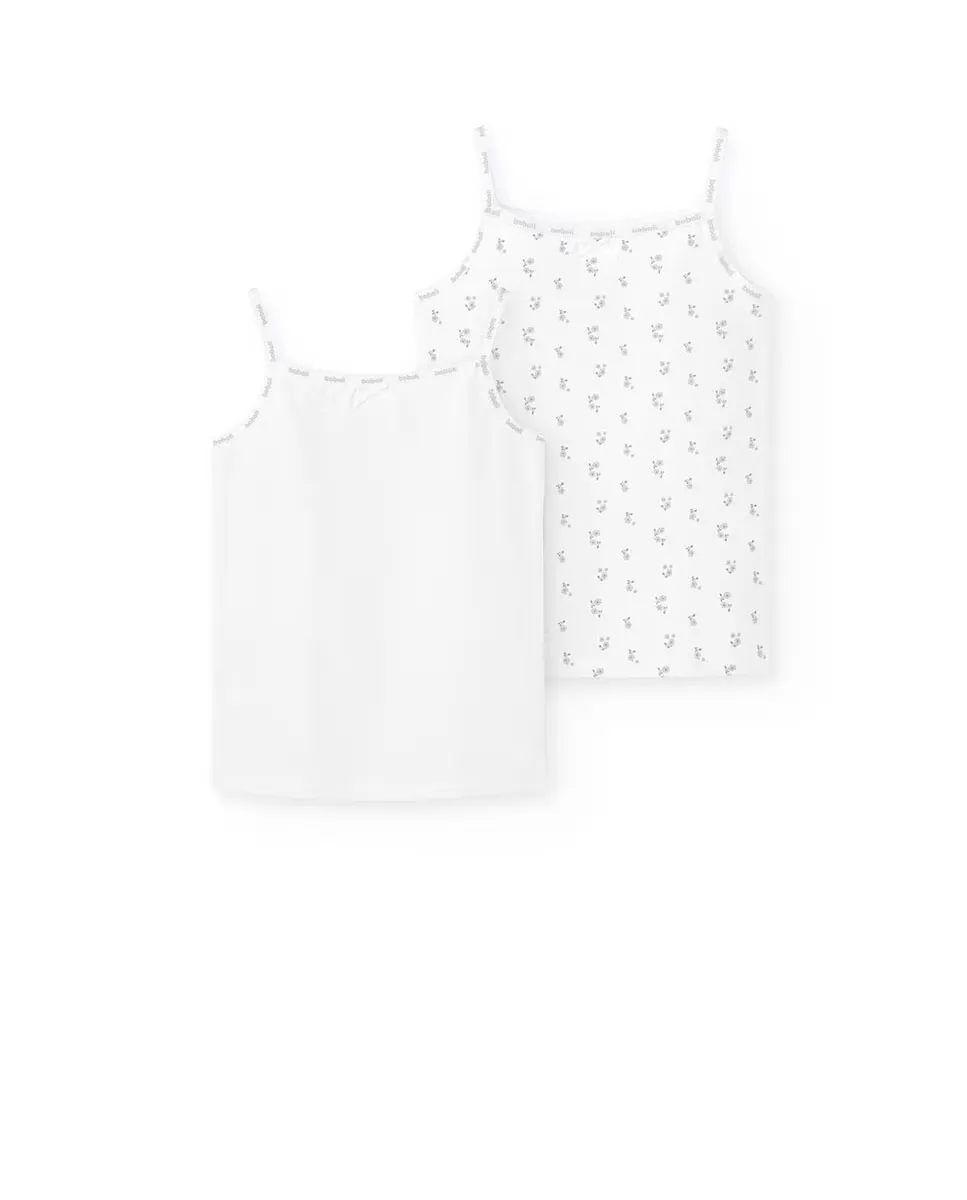 

Набор из 2 хлопковых маечек для девочки с бретелями Boboli, белый